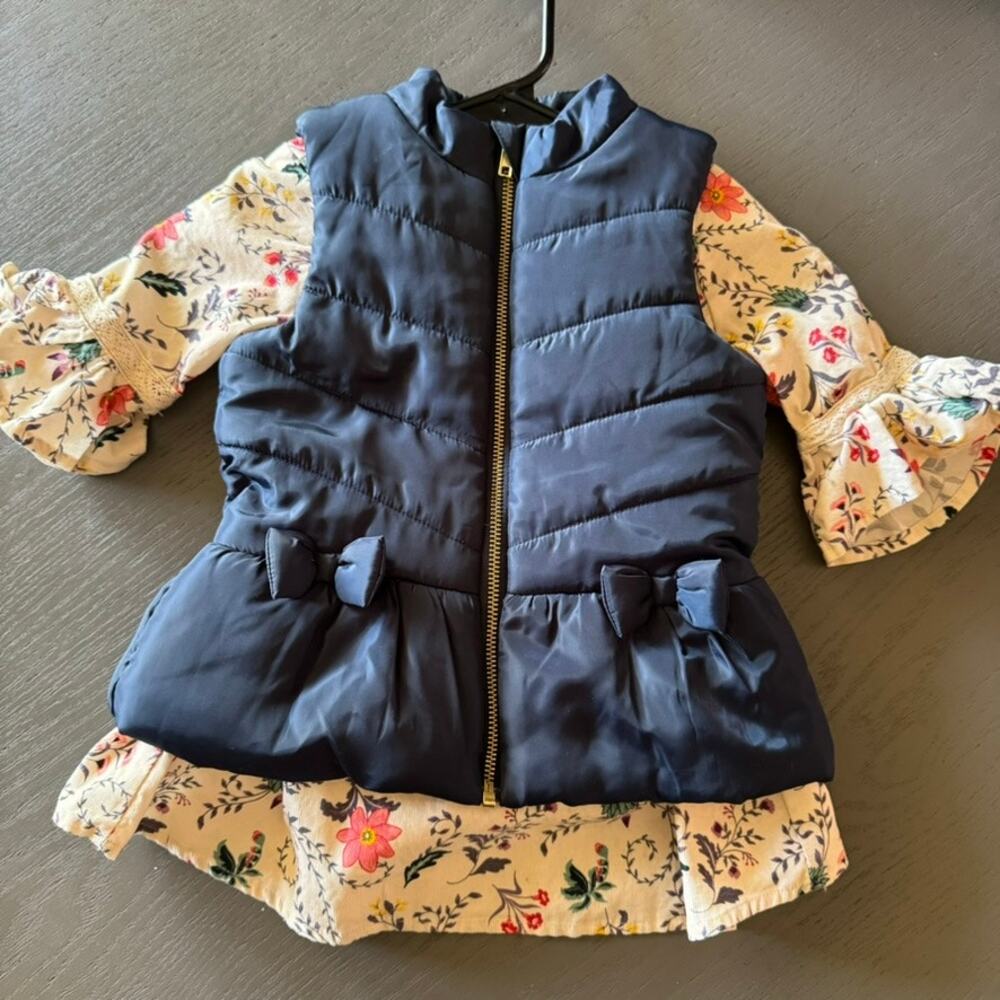 3T Girls Puffer Vest with Bows Zipper Closure